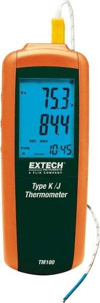 Extech - -328 to 2,501°F Digital Thermometer - LCD Display, K, J Thermocouple Sensor, 9V Battery Power - Eagle Tool & Supply