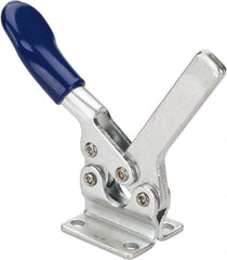 Gibraltar - 200 Lb Holding Capacity, Horizontal Handle, Manual Hold Down Toggle Clamp - 78° Handle Movement, 87° Bar Opening, Solid Bar, Flanged Base, Electro-Plated Zinc, Carbon Steel - Eagle Tool & Supply