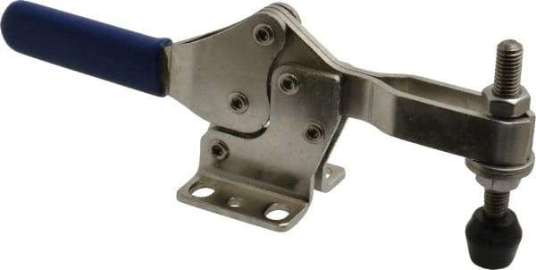 Gibraltar - 600 Lb Holding Capacity, Horizontal Handle, Manual Hold Down Toggle Clamp - 56° Handle Movement, 91° Bar Opening, U-Bar, Flanged Base, Electro-Plated Zinc, Stainless Steel - Eagle Tool & Supply