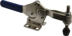 Gibraltar - 600 Lb Holding Capacity, Horizontal Handle, Manual Hold Down Toggle Clamp - 56° Handle Movement, 91° Bar Opening, U-Bar, Flanged Base, Electro-Plated Zinc, Stainless Steel - Eagle Tool & Supply