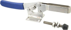Gibraltar - 850 Lb Holding Capacity, Horizontal Handle, Manual Hold Down Toggle Clamp - 70° Handle Movement, 92° Bar Opening, U-Bar, Flanged Base, Electro-Plated Zinc, Stainless Steel - Eagle Tool & Supply