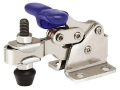 Gibraltar - 750 Lb Holding Capacity, Horizontal Handle, Manual Hold Down Toggle Clamp - 168° Handle Movement, 90° Bar Opening, U-Bar, Flanged Base, Electro-Plated Zinc, Stainless Steel - Eagle Tool & Supply