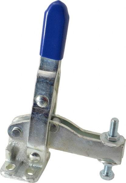 Gibraltar - 1,000 Lb Holding Capacity, Vertical Handle, Manual Hold Down Toggle Clamp - 64° Handle Movement, 76° Bar Opening, U-Bar, Flanged Base, Electro-Plated Zinc, Carbon Steel - Eagle Tool & Supply