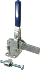 Gibraltar - 1,400 Lb Holding Capacity, Vertical Handle, Manual Hold Down Toggle Clamp - 66° Handle Movement, 78° Bar Opening, Solid Bar, Flanged Base, Electro-Plated Zinc, Carbon Steel - Eagle Tool & Supply