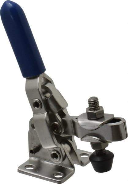 Gibraltar - 250 Lb Holding Capacity, Vertical Handle, Manual Hold Down Toggle Clamp - 65° Handle Movement, 105° Bar Opening, U-Bar, Flanged Base, Electro-Plated Zinc, Stainless Steel - Eagle Tool & Supply