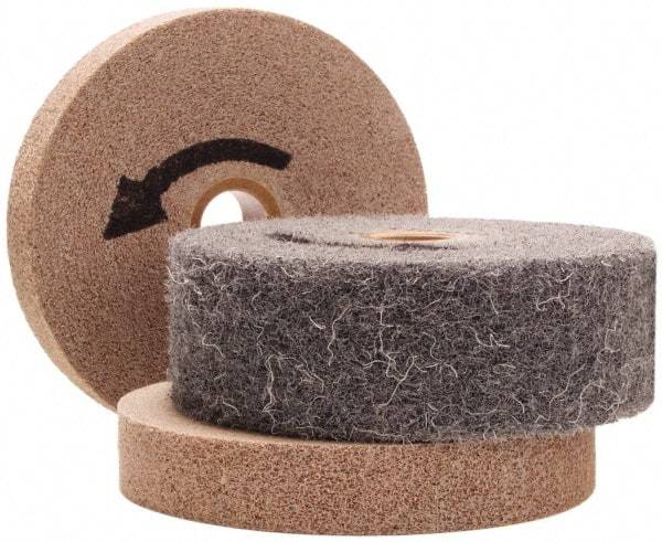 Merit Abrasives - 8" Diam, 2" Face Width, 3" Center Hole, Fine Grade, Silicon Carbide Deburring Wheel - Convolute, Hard Density 7 Grade, 4,500 RPM - Eagle Tool & Supply