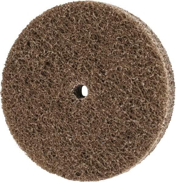 Merit Abrasives - 3" Diam, 1/2" Face Width, 1/4" Center Hole, Fine Grade, Aluminum Oxide Deburring Wheel - Unitized, Soft Density 2 Grade, 18,000 RPM - Eagle Tool & Supply