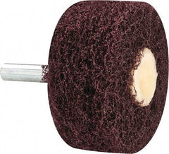 Merit Abrasives - 2" Diam, Medium Mounted Scrubber Buffing Wheel - 3 Ply, Medium Grade, 1/4" Shank Diam, 12,000 RPM - Eagle Tool & Supply