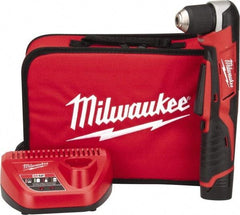 Milwaukee Tool - 12 Volt 3/8" Chuck Right Angle Handle Cordless Drill - 0-800 RPM, Keyless Chuck, Reversible, 1 Lithium-Ion Battery Included - Eagle Tool & Supply