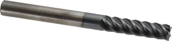 SGS - 3/8", 5 Flute, Single End, Solid Carbide, 0.015" Corner Radius End Mill - 4" OAL, 45° Helix, Right Hand Flute, 1-1/2" LOC, Right Hand Cut - Eagle Tool & Supply
