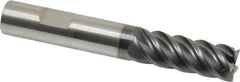 SGS - 3/8", 5 Flute, Single End, Solid Carbide, 0.015" Corner Radius End Mill - 2-1/2" OAL, 45° Helix, Right Hand Flute, 1" LOC, Right Hand Cut - Eagle Tool & Supply