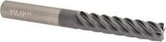 SGS - 7/16", 5 Flute, Single End, Solid Carbide, 0.015" Corner Radius End Mill - 4" OAL, 45° Helix, Right Hand Flute, 2" LOC, Right Hand Cut - Eagle Tool & Supply