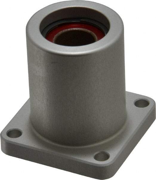 Pacific Bearing - 1/2" ID, 1.687" OAL x 1.63" OAH 4-Bolt Flange Mounted Bearing - 975 Lb Static Cap, 1-1/4" Btw Mnt Hole Ctrs, Aluminum - Eagle Tool & Supply