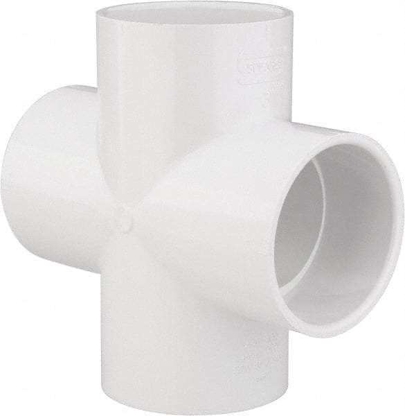 Value Collection - 3" PVC Plastic Pipe Cross - Schedule 40, All Slip End Connections - Eagle Tool & Supply