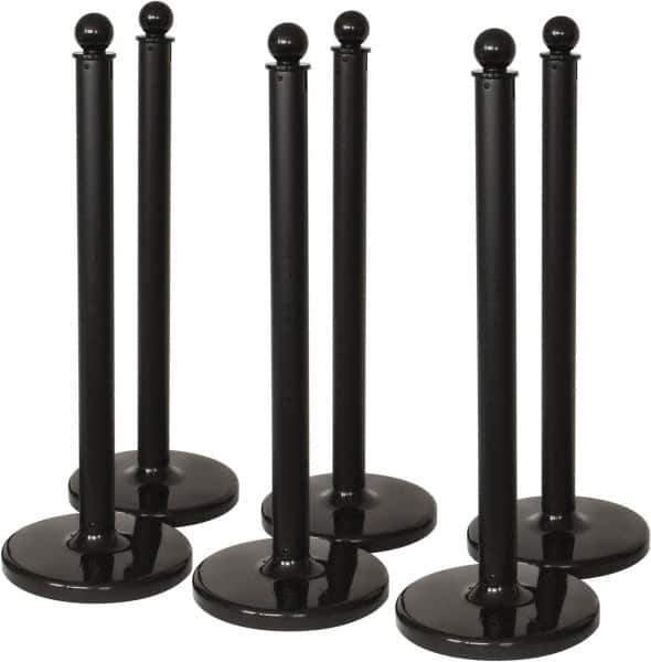 PRO-SAFE - 40" High, 2-1/2" Pole Diam, Warning Post - 14" Base Diam, Black Plastic Post - Eagle Tool & Supply