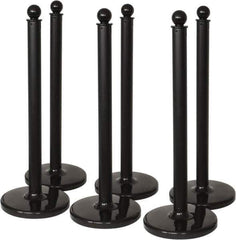 PRO-SAFE - 40" High, 2-1/2" Pole Diam, Warning Post - 14" Base Diam, Black Plastic Post - Eagle Tool & Supply