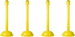 PRO-SAFE - 41" High, 3" Pole Diam, Warning Post - 16" Base Diam, Yellow Plastic Post - Eagle Tool & Supply