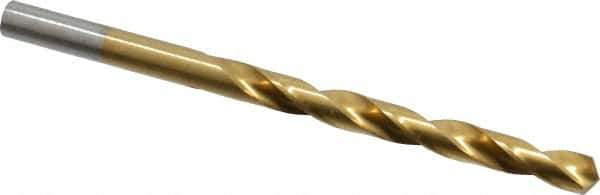 Hertel - Letter D 118° High Speed Steel Jobber Drill - TiN Finish, Right Hand Cut, Spiral Flute, Straight Shank, 4" OAL, Standard Point - Eagle Tool & Supply