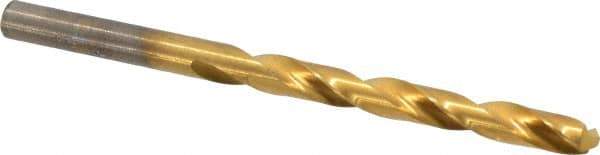Hertel - Letter J 118° High Speed Steel Jobber Drill - TiN Finish, Right Hand Cut, Spiral Flute, Straight Shank, 4-1/8" OAL, Standard Point - Eagle Tool & Supply