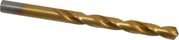 Hertel - Letter U 118° High Speed Steel Jobber Drill - TiN Finish, Right Hand Cut, Spiral Flute, Straight Shank, 5" OAL, Standard Point - Eagle Tool & Supply
