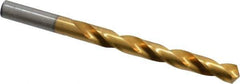 Hertel - Letter V 118° High Speed Steel Jobber Drill - TiN Finish, Right Hand Cut, Spiral Flute, Straight Shank, 5" OAL, Standard Point - Eagle Tool & Supply