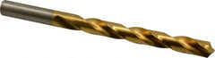 Hertel - Letter W 118° High Speed Steel Jobber Drill - TiN Finish, Right Hand Cut, Spiral Flute, Straight Shank, 5-1/8" OAL, Standard Point - Eagle Tool & Supply