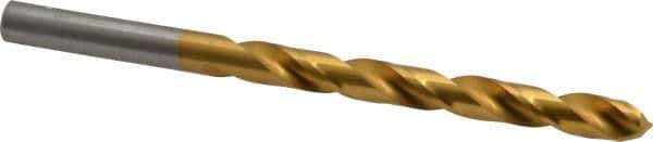 Hertel - 9/32" 135° High Speed Steel Jobber Drill - TiN Finish, Right Hand Cut, Spiral Flute, Straight Shank, 4-1/4" OAL, Split Point - Eagle Tool & Supply