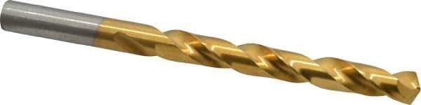 Hertel - 13/32" 135° High Speed Steel Jobber Drill - TiN Finish, Right Hand Cut, Spiral Flute, Straight Shank, 5-1/4" OAL, Split Point - Eagle Tool & Supply