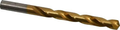 Hertel - 15/32" 135° High Speed Steel Jobber Drill - TiN Finish, Right Hand Cut, Spiral Flute, Straight Shank, 5-3/4" OAL, Split Point - Eagle Tool & Supply