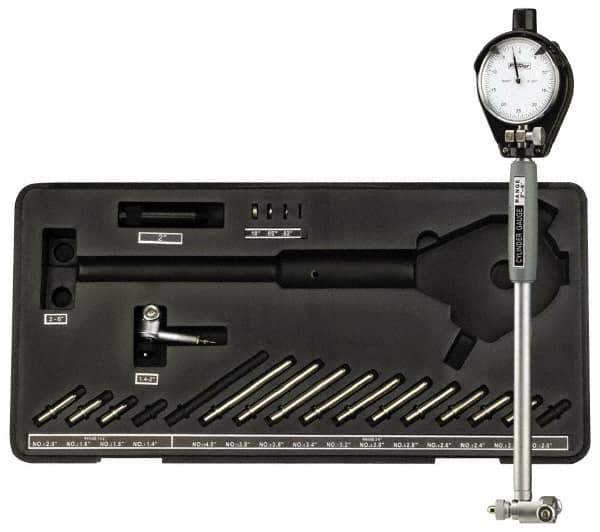 Fowler - 16 Anvil, 35 to 160mm Dial Bore Gage - 0.01mm Graduation, 225mm Gage Depth, Carbide Anvil - Eagle Tool & Supply
