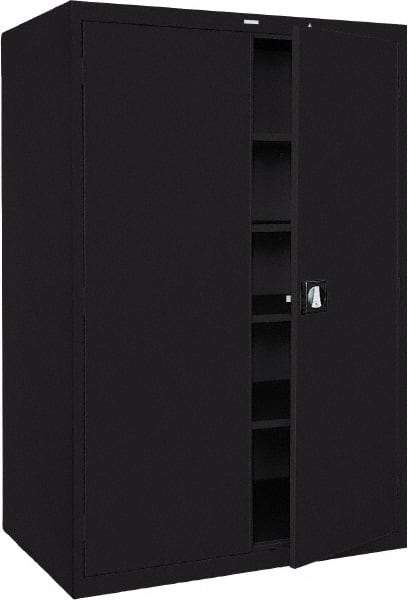 Sandusky Lee - 5 Shelf Locking Storage Cabinet - Steel, 46" Wide x 24" Deep x 72" High, Black - Eagle Tool & Supply