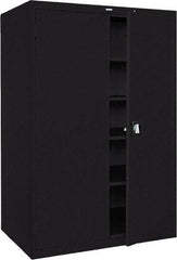 Sandusky Lee - 5 Shelf Locking Storage Cabinet - Steel, 46" Wide x 24" Deep x 72" High, Black - Eagle Tool & Supply