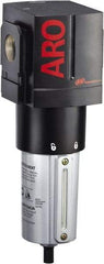 ARO/Ingersoll-Rand - 3/4" Port, 9.925" High x 3.858" Wide Heavy Duty Filter with Metal Bowl, Manual Drain - 288 SCFM, 250 Max psi, 175°F Max Temp, Sight Glass Included, Modular Connection, 5.3 oz Bowl Capacity - Eagle Tool & Supply