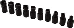 Proto - 10 Piece 3/8" Drive Standard Impact Socket Set - 6 Points, 8 to 17mm, Metric Measurement Standard - Eagle Tool & Supply