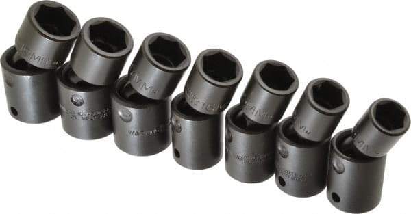 Proto - 7 Piece 1/2" Drive Standard Impact Socket Set - 6 Points, 13 to 19mm, Metric Measurement Standard - Eagle Tool & Supply