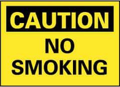 NMC - "Caution - No Smoking", 7" Long x 10" Wide, Pressure-Sensitive Vinyl Safety Sign - Rectangle, 0.004" Thick, Use for Accident Prevention - Eagle Tool & Supply