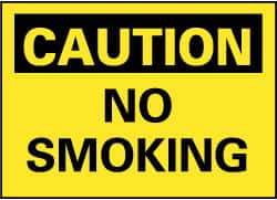 NMC - "Caution - No Smoking", 7" Long x 10" Wide, Rigid Plastic Safety Sign - Rectangle, 0.05" Thick, Use for Accident Prevention - Eagle Tool & Supply