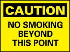 NMC - "Caution - No Smoking Beyond This Point", 7" Long x 10" Wide, Pressure-Sensitive Vinyl Safety Sign - Rectangle, 0.004" Thick, Use for Accident Prevention - Eagle Tool & Supply