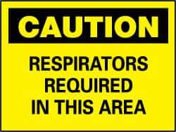 NMC - "Caution - Respirators Required in This Area", 7" Long x 10" Wide, Pressure-Sensitive Vinyl Safety Sign - Rectangle, 0.004" Thick, Use for Accident Prevention - Eagle Tool & Supply