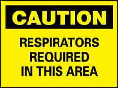 NMC - "Caution - Respirators Required in This Area", 7" Long x 10" Wide, Rigid Plastic Safety Sign - Rectangle, 0.05" Thick, Use for Accident Prevention - Eagle Tool & Supply