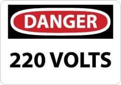 NMC - "Danger - 220 Volts", 10" Long x 14" Wide, Rigid Plastic Safety Sign - Rectangle, 0.05" Thick, Use for Accident Prevention - Eagle Tool & Supply