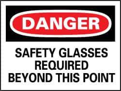 NMC - "Danger - Safety Glasses Must Be Worn While Operating This Machine", 7" Long x 10" Wide, Pressure-Sensitive Vinyl Safety Sign - Rectangle, 0.004" Thick, Use for Accident Prevention - Eagle Tool & Supply