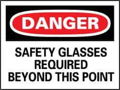 NMC - "Danger - Safety Glasses Must Be Worn While Operating This Machine", 7" Long x 10" Wide, Pressure-Sensitive Vinyl Safety Sign - Rectangle, 0.004" Thick, Use for Accident Prevention - Eagle Tool & Supply