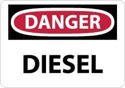 NMC - "Danger - Diesel", 7" Long x 10" Wide, Rigid Plastic Safety Sign - Rectangle, 0.05" Thick, Use for Hazardous Materials - Eagle Tool & Supply