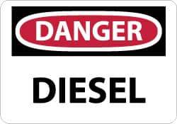 NMC - "Danger - Diesel", 10" Long x 14" Wide, Rigid Plastic Safety Sign - Rectangle, 0.05" Thick, Use for Hazardous Materials - Eagle Tool & Supply