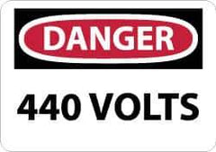 NMC - "Danger - 440 Volts", 7" Long x 10" Wide, Pressure-Sensitive Vinyl Safety Sign - Rectangle, 0.004" Thick, Use for Accident Prevention - Eagle Tool & Supply