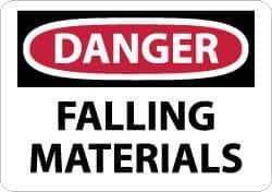 NMC - "Danger - Falling Materials", 20" Long x 28" Wide, Aluminum Safety Sign - Rectangle, 0.04" Thick, Use for Accident Prevention - Eagle Tool & Supply