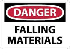 NMC - "Danger - Falling Materials", 7" Long x 10" Wide, Rigid Plastic Safety Sign - Rectangle, 0.05" Thick, Use for Accident Prevention - Eagle Tool & Supply