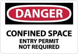 NMC - "Danger - Confined Space - Entry Permit Not Required", 10" Long x 14" Wide, Rigid Plastic Safety Sign - Rectangle, 0.05" Thick, Use for Accident Prevention - Eagle Tool & Supply