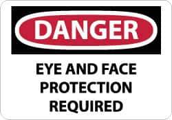 NMC - "Danger - Eye and Face Protection Required", 10" Long x 14" Wide, Pressure-Sensitive Vinyl Safety Sign - Rectangle, 0.004" Thick, Use for Accident Prevention - Eagle Tool & Supply